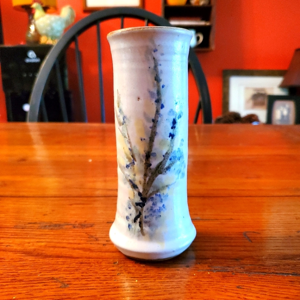 Hand painted pottery bud vase